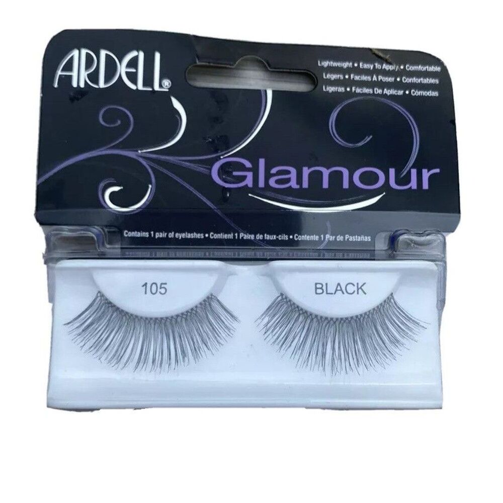 Ardell Glamour Lashes # 105 Black Eyelashes 1 Pair Comfortable Lightweight New